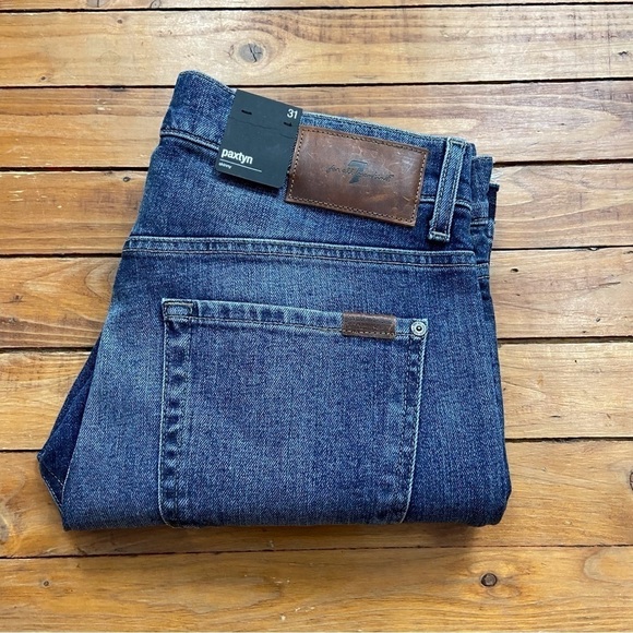 7 for all Mankind Paxtyn skinny mens jeans size 31 blue stretchy denim - Picture 3 of 12